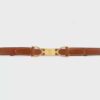 Celine Women Small Block Triomphe Belt in Taurillon Leather-Brown