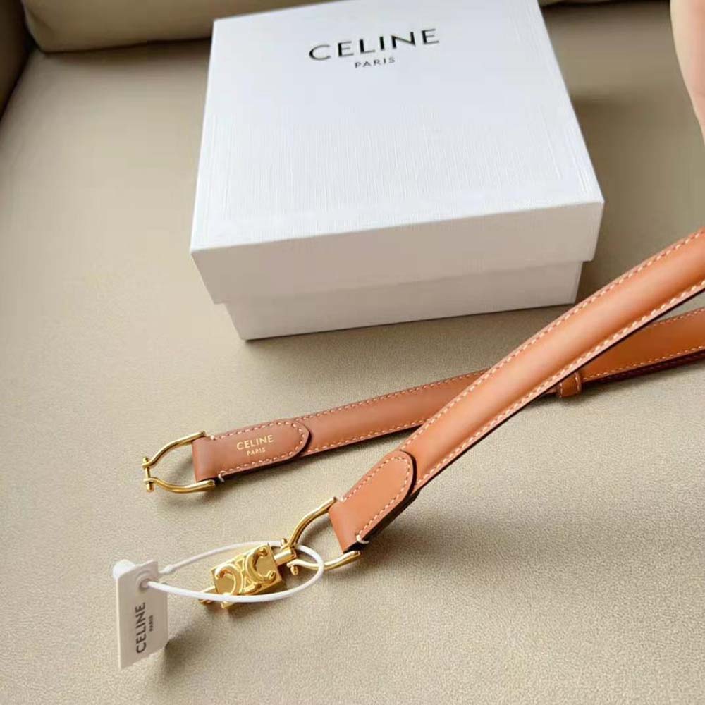 Celine Women Small Block Triomphe Belt in Taurillon Leather-Brown 5 Celine Women Small Block Triomphe Belt in Taurillon Leather-Brown - Image 5