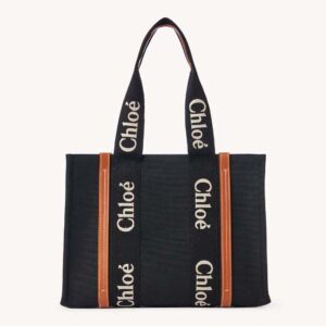 Chloe Women Medium Woody Tote Bag-Black