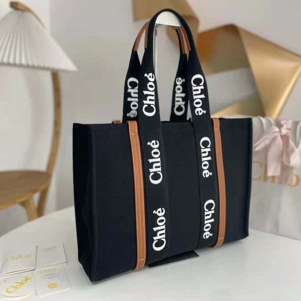 Chloe Women Medium Woody Tote Bag-Black 3 Chloe Women Medium Woody Tote Bag-Black - Image 3