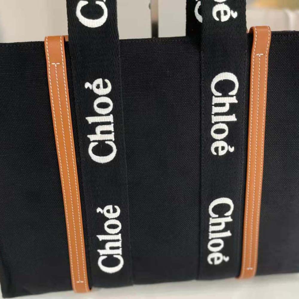 Chloe Women Medium Woody Tote Bag-Black 7 Chloe Women Medium Woody Tote Bag-Black - Image 7