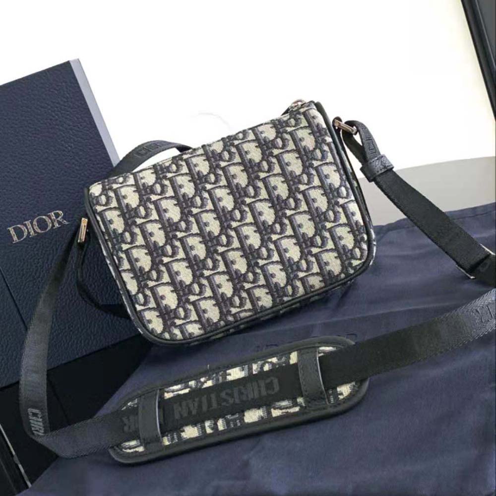 Dior Men 8 Mini Bag with Strap Beige and Black Dior Oblique Jacquard 3 Dior Men 8 Mini Bag with Strap Beige and Black Dior Oblique Jacquard - Image 3
