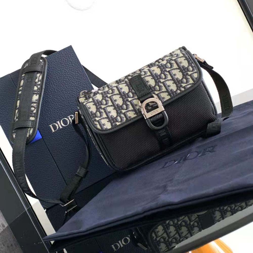 Dior Men 8 Mini Bag with Strap Beige and Black Dior Oblique Jacquard 2 Dior Men 8 Mini Bag with Strap Beige and Black Dior Oblique Jacquard - Image 2