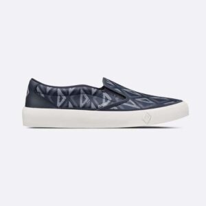 Dior Men B101 Slip-on Sneaker Navy Blue CD Diamond Canvas and Smooth Calfskin
