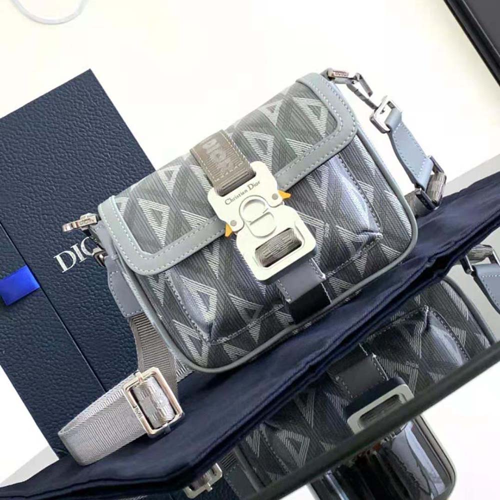 Dior Men Mini Dior Hit the Road Bag Dior Gray CD Diamond Canvas 2 Dior Men Mini Dior Hit the Road Bag Dior Gray CD Diamond Canvas - Image 2