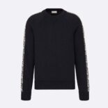 Dior Men Sweater with Dior Oblique Inserts Deep Blue Cotton Jersey