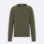 Dior Men Sweater with Dior Oblique Inserts Khaki Cotton Jersey