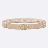 Dior Women 30 Montaigne Belt Aesthetic Beige Smooth Calfskin and White Glass Pearls 25 MM