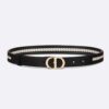 Dior Women 30 Montaigne Belt Black Smooth Calfskin and White Glass Pearls 25 MM