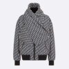 Dior Women Bomber Jacket with Criss Cross Collar Blue and Ecru Technical Taffeta Jacquard