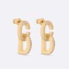 Dior Women CD Lock Earrings Gold-Finish Metal and Silver-Tone Crystals