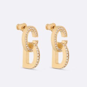 Dior Women CD Lock Earrings Gold-Finish Metal and Silver-Tone Crystals