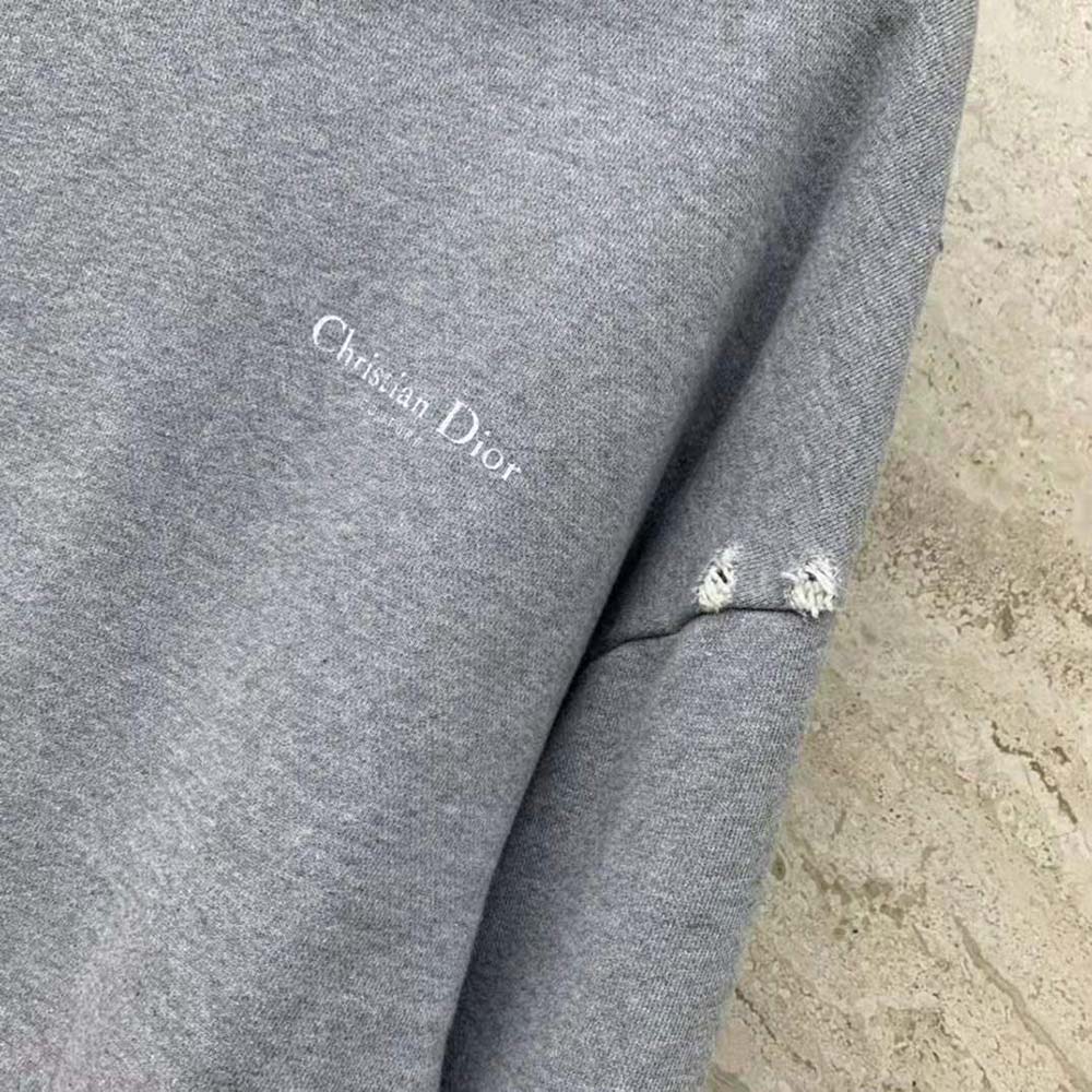 Kid's Christian Dior Couture Hooded Sweatshirt Heathered Gray Cotton Fleece