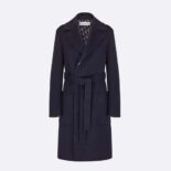 Dior Women Coat Blue Double-Sided Wool