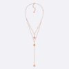 Dior Women D-Millefiori Necklace Matte Pink-Finish Metal and White Resin Pearls