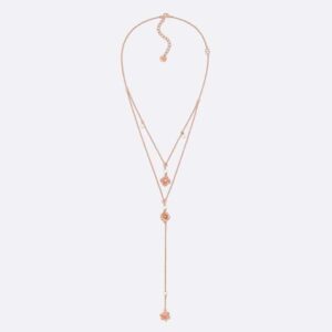 Dior Women D-Millefiori Necklace Matte Pink-Finish Metal and White Resin Pearls