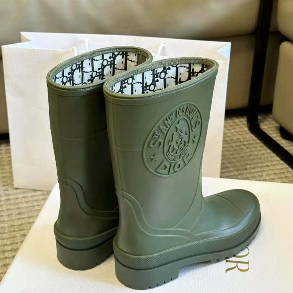 Diorunion Rain Boot Khaki Rubber with Dior Union Motif