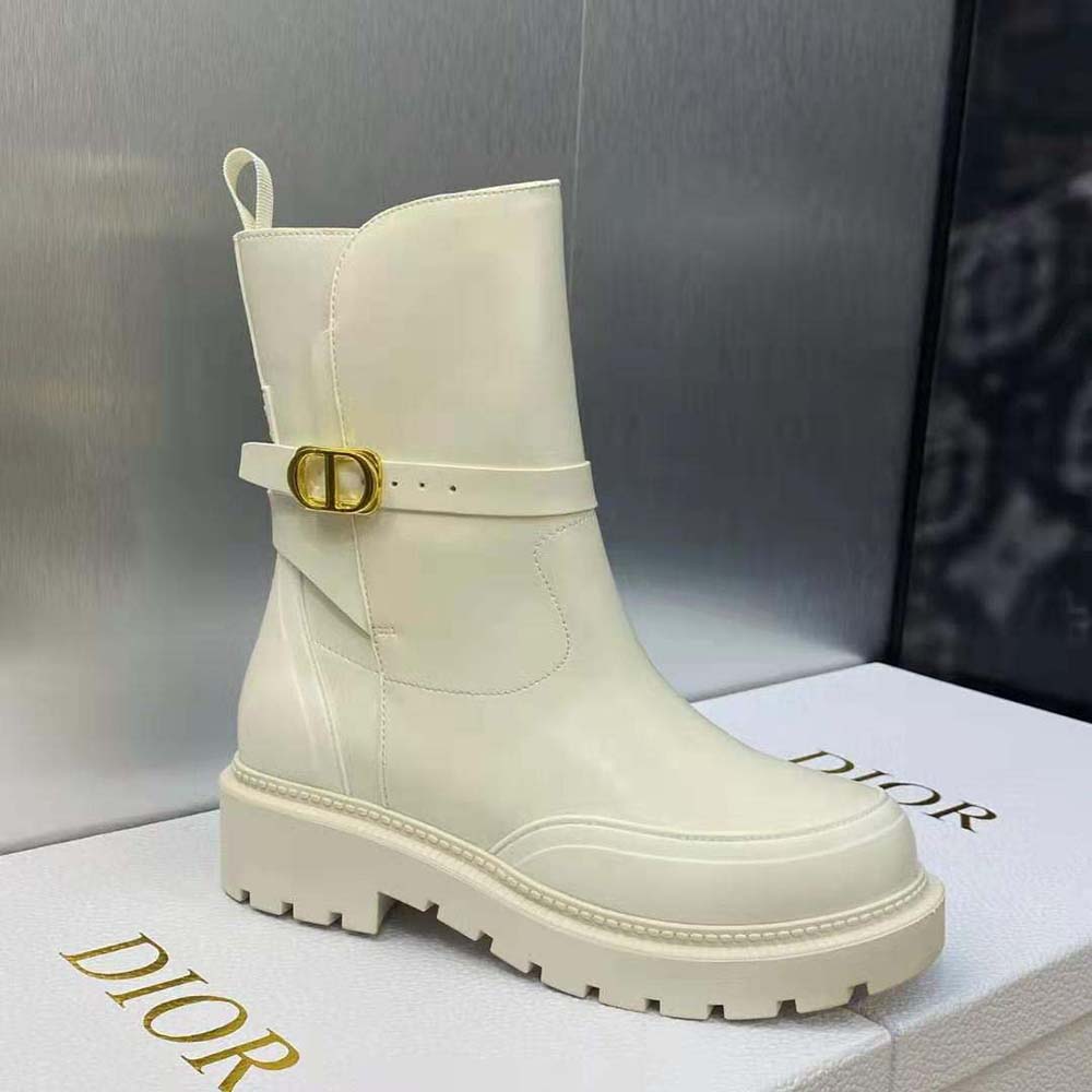 Christian Dior Dior Empreinte Ankle Boot, White, FR42