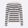 Dior Women Marinière Non Je Ne Regrette Rien Sweater Ecru and Navy Blue Cashmere Knit