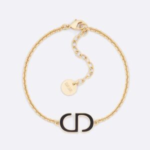 Dior Women Petit CD Bracelet Gold-Finish Metal and Black Lacquer