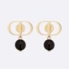 Dior Women Petit CD Earrings Gold-Finish Metal and Black Resin Pearls