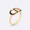 Dior Women Petit CD Ring Gold-Finish Metal and Black Lacquer