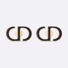 Dior Women Petit CD Stud Earrings Gold-Finish Metal and Black Lacquer