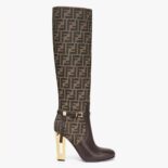 Fendi Women Delfina Brown Leather High-heeled Boots