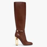 Fendi Women Delfina Leather High-heeled Boots-Brown