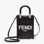 Fendi Women Mini Sunshine Shopper Black Leather Mini-bag