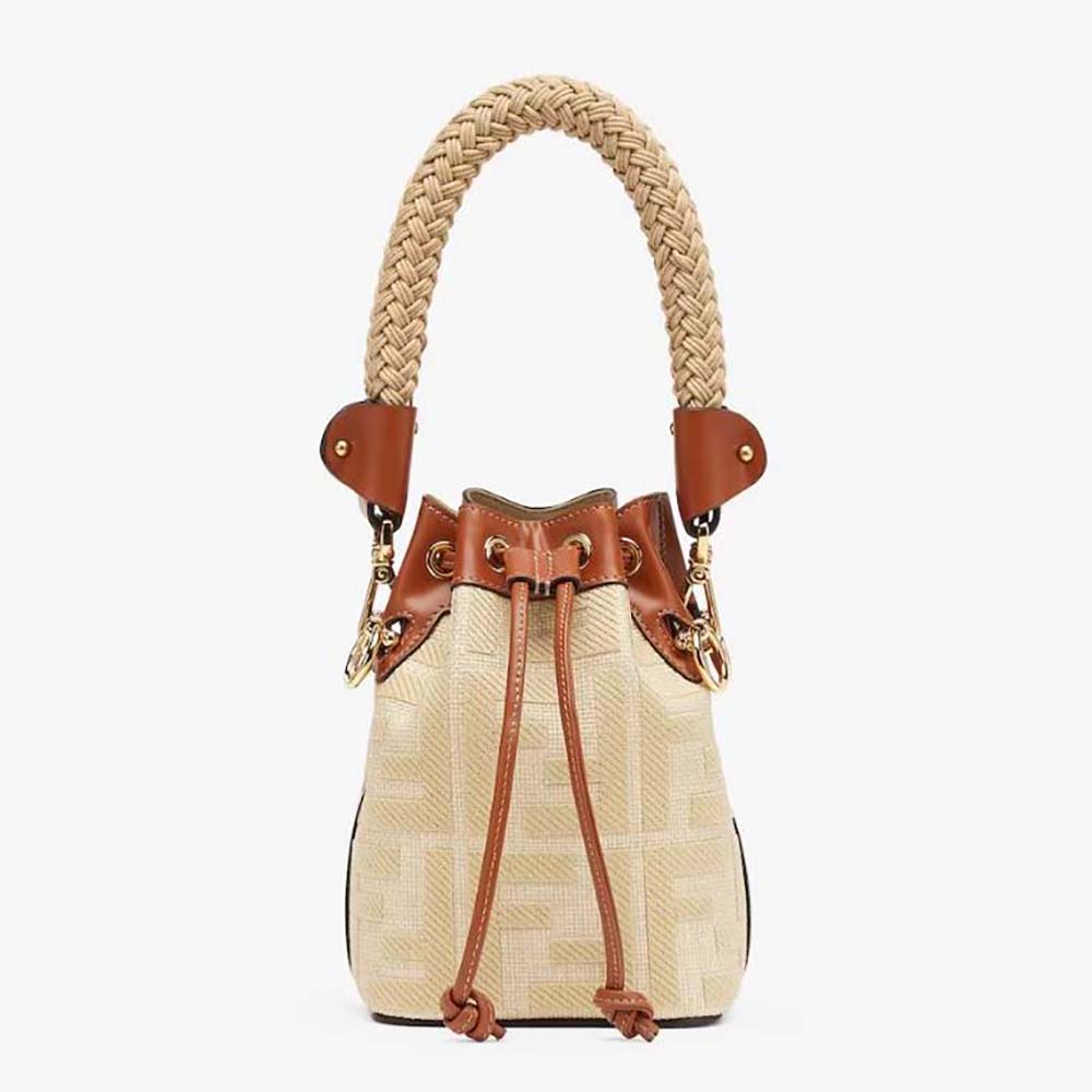 mini Mon Tresor FF-embroidery bucket bag, FENDI