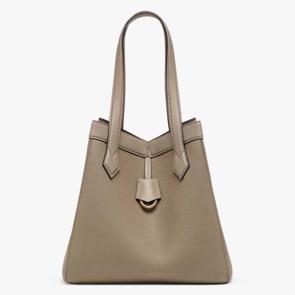 Fendi Women Origami Medium Dove Gray Leather Bag That Can be Transformed