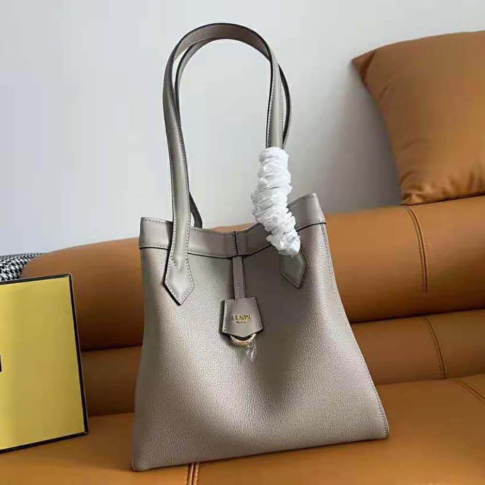 Fendi Sunshine Medium - Dove gray leather shopper