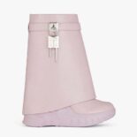 Givenchy Women Shark Lock Biker Ankle Boots in Grained Leather-Pink