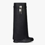 Givenchy Women Shark Lock Biker Boots in Grained Leather-Black