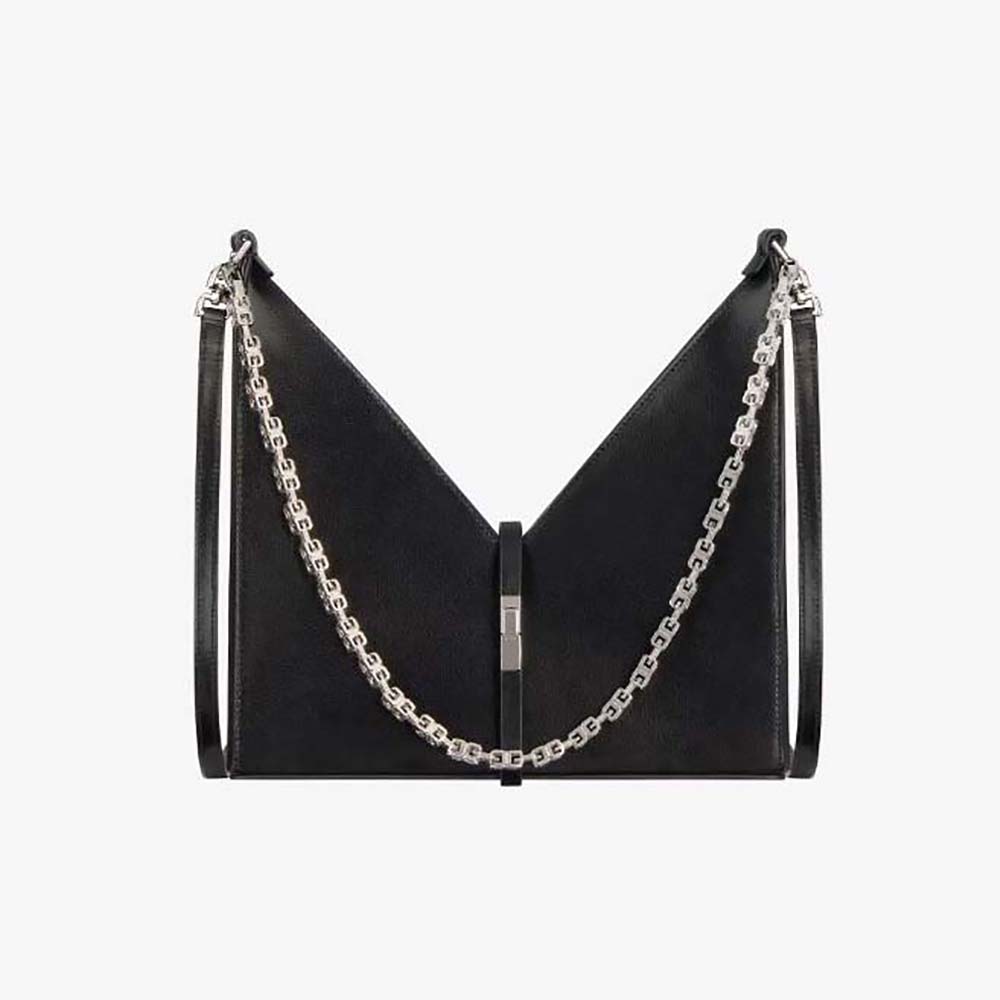 Givenchy Women Small Cut Out Bag in Box Leather with Chain-Black 1 Givenchy Women Small Cut Out Bag in Box Leather with Chain-Black