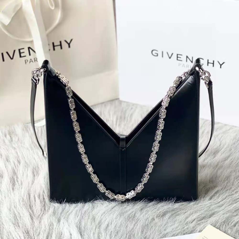 Givenchy Women Small Cut Out Bag in Box Leather with Chain-Black 3 Givenchy Women Small Cut Out Bag in Box Leather with Chain-Black - Image 3