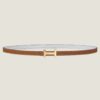 Hermes Women Focus Belt Buckle & Reversible Leather Strap 13 mm-Gold/White