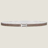 Hermes Women Focus Belt Buckle & Reversible Leather Strap 13 mm-Silver/Brown