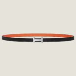 Hermes Women Focus Belt Buckle & Reversible Leather Strap 13 mm-Silver/Orange