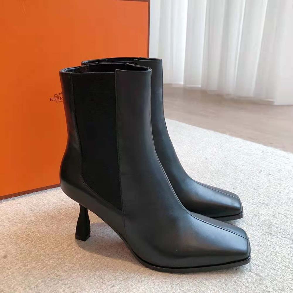 Hermes Women Gill 75 Ankle Boot-Black