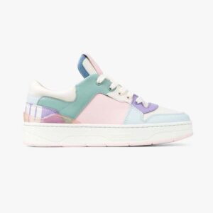 Jimmy Choo Women FlorentF Powder Pink and Pastel Mix Leather Trainers