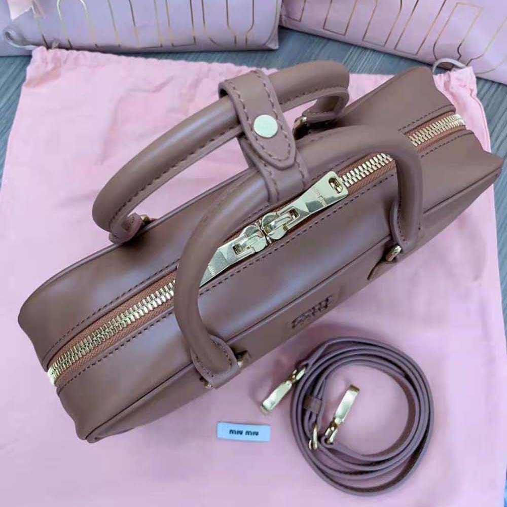 Miu Miu Women Arcadie Leather Bag-Brown 6 Miu Miu Women Arcadie Leather Bag-Brown - Image 6