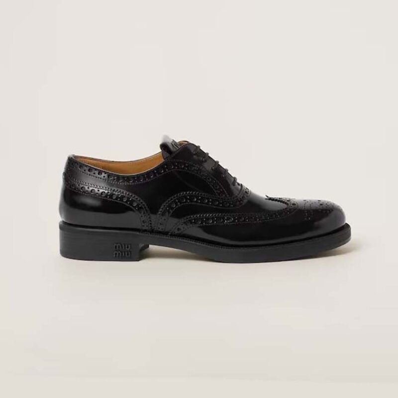 MIUMIU 26S CHURCH BROGUE MONK STRAP SHOES IN BLACK PATENT CALFSKIN main image 0
