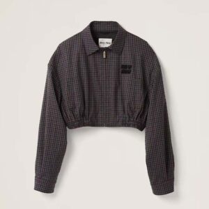 Miu Miu Women Gingham Check Blouson Jacket