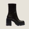 Miu Miu Women Leather Booties in EVA Sole with Logo-Black