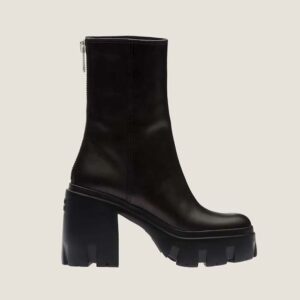 Miu Miu Women Leather Booties in EVA Sole with Logo-Black