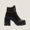 Miu Miu Women Leather Booties with EVA Sole with Logo-Black