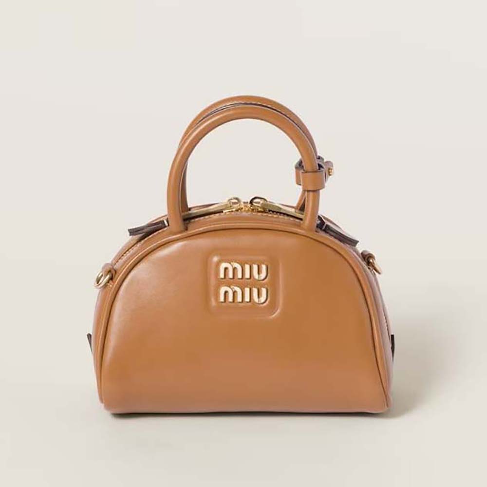 Miu Miu Women Mini Leather Top-handle Bag-Brown