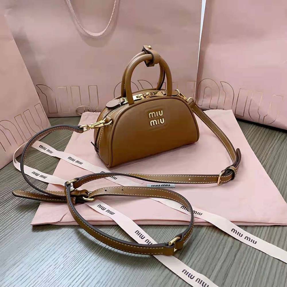 Shop MiuMiu 2023-24FW Casual Style Plain Leather Elegant Style Logo Handbags  ( 5BP085_2E6Y_F0K74_V_OOO, 5BP085_2E6Y_F0002_V_OOO,  5BP085_2E6Y_F0011_V_OOO) by Galleriestore | BUYMA